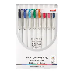 （まとめ買い）三菱鉛筆 ゲルインクボールペン ユニボールワン 0.38mm 8色セット UMNS388C 【3本セット】