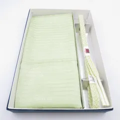 帯締め・帯揚げセット 夏用 正絹 絽 地模様入り帯揚げ レース帯締め 流水地紋 絹100% 薄黄緑色 無地調 和装小物 夏物 新品