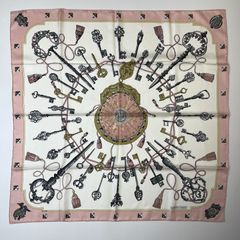 ☘️美品☘️ HERMES カレ90 LES CLES レ クレ 鍵 ピンク - メルカリ