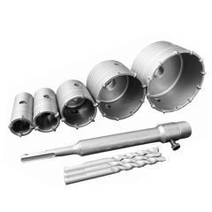 After7 超硬 コンクリート ドリル セット ホルソー ホールソー ロング sdsプラス (5点(30mm 35mm 50mm 75mm 100mm), ホールソーセット) 1