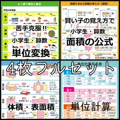 面積・体積・単位・単位換算シート　4枚フルセットのサムネイル