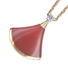 ブルガリ ネックレス レディース ディーヴァ ドリーム ジュエリー アクセサリー アジャスター付き Au750 PG 18金 BVLGARI K18ピンクゴールド    ダイヤモンド0.03ct レッド 赤 約4.6g【中古品】
