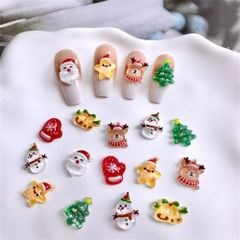 【特価】DUOLEIMI ネイルパーツ クリスマス パーツ 100pcs サンタ 雪だるま ネイルデザイン 3D 立体 アクセサリーパーツ 星 鹿 レジン用 DIY ジュエリーパーツ