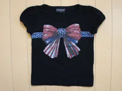 チャビーギャング chubbygang アウトレット 子供服 女の子 100cm 半袖 Tシャツ プルオーバー カットソー 黒 リボン 春 夏 ★3 ガールズ 女児 キッズ 【中古】 ユーズド リサイクル 古着 子ども服