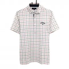 キャロウェイ 半袖ポロシャツ 白×レッド×ネイビー 格子  メンズ L ゴルフウェア Callaway