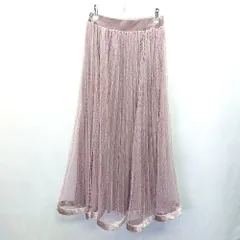 ◇ natural couture ウエストゴムあり 裏地あり ベロア生地 ロング丈 フレア スカート サイズF ピンク系 レディース E  【1405140012903】