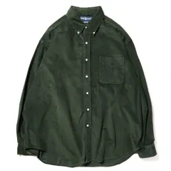 90's ラルフローレン 細畝 コーデュロイ ボタンダウンシャツ (XL) 緑 ビッグシャツ THE BIG SHIRT 90年代 旧タグ オールド Y2K　アメリカ古着 USED  ビンテージ ヴィンテージ