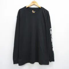 XL/古着 カーハート 長袖 Tシャツ メンズ ビッグロゴ 大きいサイズ ロング丈 コットン クルーネック 黒 ブラック 25jul26 中古