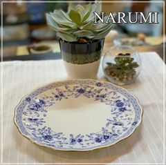 NARUMI ナルミ ミラノ ミート皿 32cm ディナー皿 プレート 金彩 ボーンチャイナ 人気 オシャレ ホワイト ブルー 白 青 丸皿【ME1008-1】