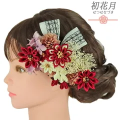 髪飾り リボン 卒業式 袴 花 2点セット 赤 白 ピンク 紫 ゴールド つまみ細工 藤下がり 造花 かすみそう レース ビーズ コーム No.9-5278