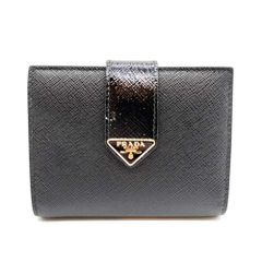 プラダ 二つ折り 財布 ブラック 三角ロゴ サフィアーノタブ 1MV204 ABランク 中古