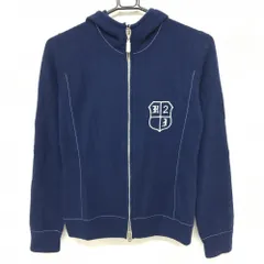 ★特価★ハイドロゲン ニットパーカー ネイビー×白 カシミヤ100％ ダブルジップ  レディース S(S) ゴルフウェア HYDROGEN