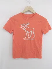 ◇ Abercrombie & Fitch ロゴ刺繍 キッズ 子供服 半袖 Tシャツ カットソー サイズ9/10 オレンジ レディース メンズ E  【1307250002495】