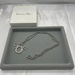 【美品✨箱付き】Dior ネックレス ラインストーン ロゴチャーム シルバー 箱付き m9655