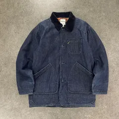 O1 EDWIN Denim Hunting Jacket Vintage エドウィン デニム ハンティングジャケット カバーオールジャケット ブルゾン 襟コーデュロイ 内側チェック柄 ヴィンテージ ビンテージ インディゴ メンズ L