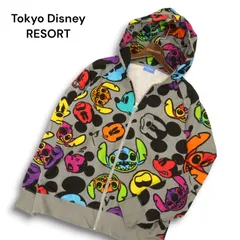 Tokyo Disney RESORT 東京ディズニーリゾート 限定★ ミッキー スティッチ スウェット ジップ パーカー Sz.M　メンズ グレー