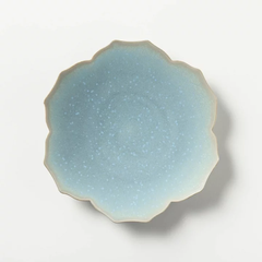 KIWAKOTO YURI DISH Medium 20.5cm 空(水色) 花のお皿 京焼 清水焼