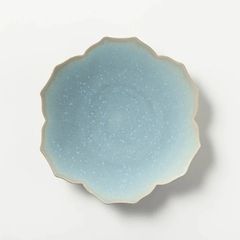 KIWAKOTO YURI DISH Medium 20.5cm 空(水色) 花のお皿 京焼 清水焼