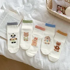 シンプル 動物キャラクターいろいろ 可愛い おしゃれ レディースソックス 白 キツネ靴下 男女兼用