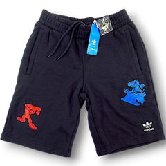 新品 adidas Originals×Disney アディダス×ディズニー ピンバッジ付き グーフィー ショーツ スウェット ハーフパンツ ブラック