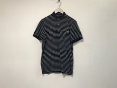 本物バーバリーロンドンBURBERRY LONDONコットンボーダー柄ロゴ刺繍半袖ポロシャツメンズサーフアメカジミリタリーストリートスケーターワークビジネススーツモードゴルフドレスバイカーロック紺ネイビーM日本製