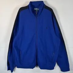 古着 90's/90年代 ポロバイラルフローレン Polo by Ralph Lauren スウェット トラックジャケット フルジップ ツートン 大きいサイズ XXL  ブルー メンズ