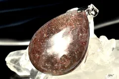 【１点物】シルバー925◇ブラッドショット内包 アイオライトサンストーン　33x25mm　ドロップ ペンダントトップ パワーストーン 天然石 _PC6508