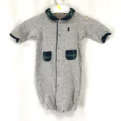 日本製★MIKI HOUSE【ミキハウス】ロンパース【ベビー50-60/グレー/gray】チェック柄襟ポケット/Tops◆BJ075-f