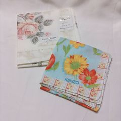 RALPHLAUREN/ラルフローレン　花柄大判ハンカチ　KENZO/ケンゾー　花柄大判ハンカチ　未使用品　2枚セット　AA596