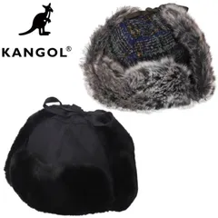 新品 KANGOL カンゴール 正規品 ロシア帽 ウシャンカ フライトキャップ パイロットキャップ 帽子 ファー フェイクファー ウール カンガルー ロゴ メンズ レディース ユニセックス 黒 ブラック チェック柄