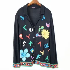 #axc レオナール LEONARD ジャケット L 濃紺 ニット 花柄 アルファベット シルク 日本製 レディース [877171]のサムネイル