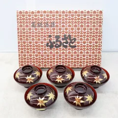 木製　四ツ椀　漆器　懐石　茶道具　骨董　5セット　G37 根来 四ツ碗 五客揃 | LYAN ARTS' Collection online shop