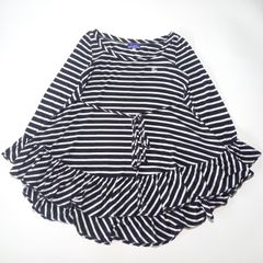 バーバリー ブルーレーベル 七分袖 ボーダー フリル カットソー ホワイト×ブラック 38サイズ Burberry