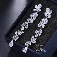 高品質 ♡ キュービックジルコニア ロング ドロップ ピアス♡新品♡