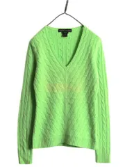 【お得なクーポン配布中!】 高級 100% カシミヤ ラルフローレン ケーブル ニット セーター レディース M / ブラックレーベル ポロ Vネック ポニー無し スリムフィット