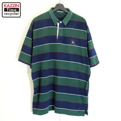 90s vintage RALPH LAUREN POLO GOLF ボーダー柄 半袖 ラガーシャツ メンズ 表記XLサイズ