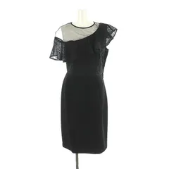 リリーブラウン Lily Brown ワンショルダーシアードレス ワンピース 膝丈 ノースリーブ カットワーク 1 黒 ブラック /MI ■OS