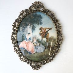 ニコラ・ランクレ 音楽のレッスン 複製画 金属アンティークフレーム イタリア製 芸術 絵画 ロココ