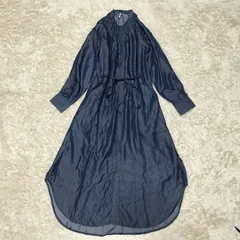 【美品】nano universe　CIRCLE DENIM　シャツワンピース　比翼　腰ベルト　マキシ丈　ギャザー
