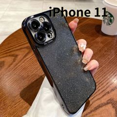 【SHOPSA】iPhone11 スマホケース ラメ キラキラ 携帯ケース クリア シンプル 軽量 おしゃれ かわいい 黒 ブラック E015