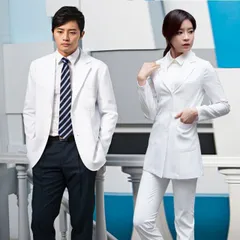 種類19：S/B：レディース白長袖シャツ レディース ファッション 業務 ユニフォーム 制服 コスプレ衣装  スポット ハイエンド 韓国スタイル 美容 整形 外科 医師 ユニフォーム メンズ スリム 白 長袖 コート 歯科 医療関係 衣装 