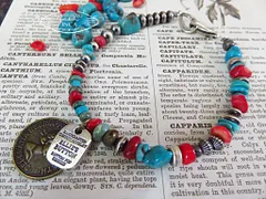 インディアンジュエリー ナバホパール シルバー925 ブレスレット ターコイズ コーラル INCA