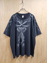 【US古着】ALSTYLE Praying Sukll T-shirt | Y2K アルスタイル  プレイング スカル ドクロ プリント  半袖 Tシャツ ブラック ビッグサイズ XL