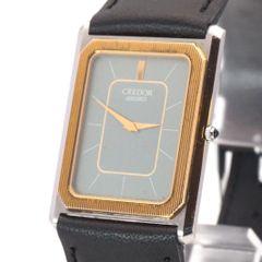 稼動品 新品電池 セイコー SEIKO クレドール CREDOR 6730-5090 14Kベゼル クオーツ グレー文字盤 メンズ腕時計