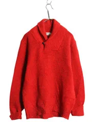 【お得なクーポン配布中!】 80s エルエルビーン ショールカラー ニット セーター メンズ M 古着 旧タグ 80年代 ヴィンテージ LLBEAN ウール プルオーバー 無地 レッド