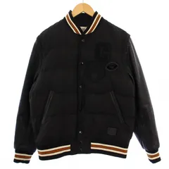 コーチ COACH DOWN VARSITY JACKET 2WAY スタジャン ダウンジャケット ロゴ 刺繍 袖レザー M 黒 F21007 /BMのサムネイル