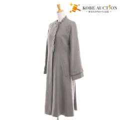 ■ エムズグレイシー ロングコート 長袖 TD-119608 スタンドカラー 日本製 フリル ウール レディース 40(L相当）グレー 付属品付き 未使用