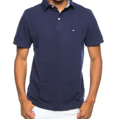 TommyHilfiger トミーヒルフィガー カスタムフィット フラッグロゴ ポロシャツ 紺 トラディショナル