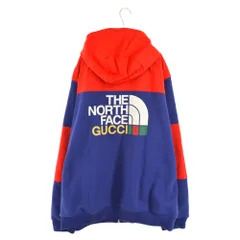 GUCCI (グッチ) 21AW ×THE NORTH FACE ジップジャケット ナイロン スウェット 切替 ジップアップジャケット 671462 XJDRN ブルー/レッドのサムネイル