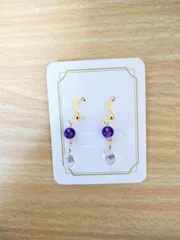 アメジストとクリスタルのキラキラピアス